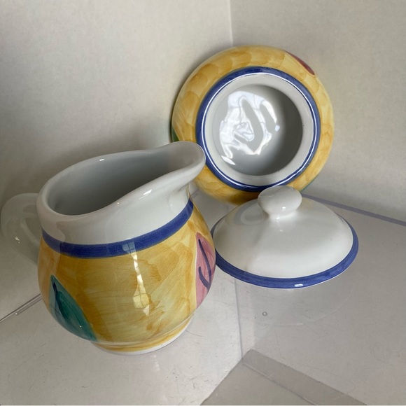 CALECA Italian Pottery Hand Painted Cream and Sugar Bowl - Picture 7 of 8